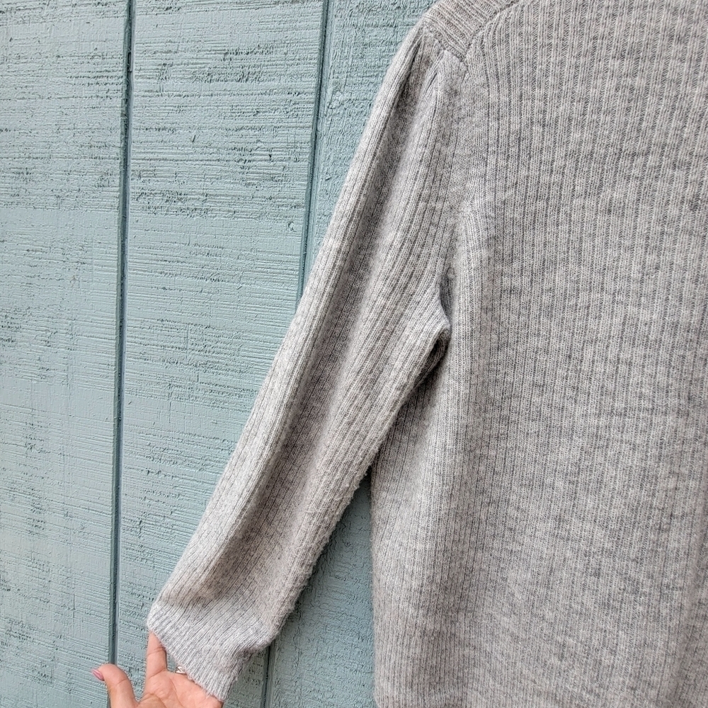 Talbots Ribbed Knit Metallic Rhinestone Button Cardigan size L Silver Gray - Picture 11 of 12